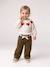 Pantalon large en velours ceinture à fleurs bébé olive+vieux rose - vertbaudet enfant 
