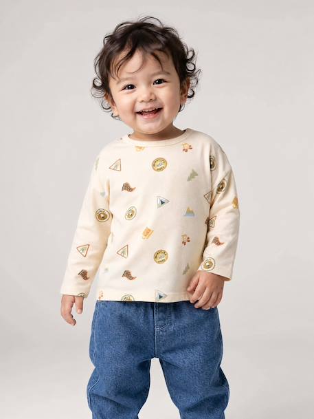 T-shirt manches longues bébé garçon vanille - vertbaudet enfant 