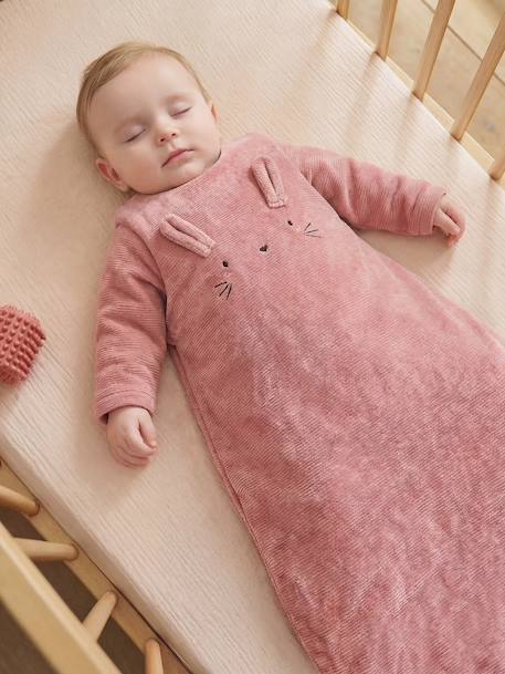 Gigoteuse bébé velours côtelé beige+vieux rose - vertbaudet enfant 