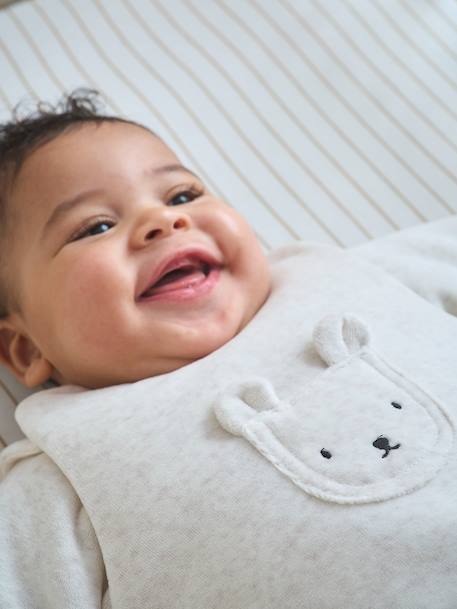 Velours slaapzak met afneembare mouwen gemêleerd beige - vertbaudet enfant 