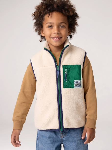 Gilet sans manches garçon caramel+écru - vertbaudet enfant 