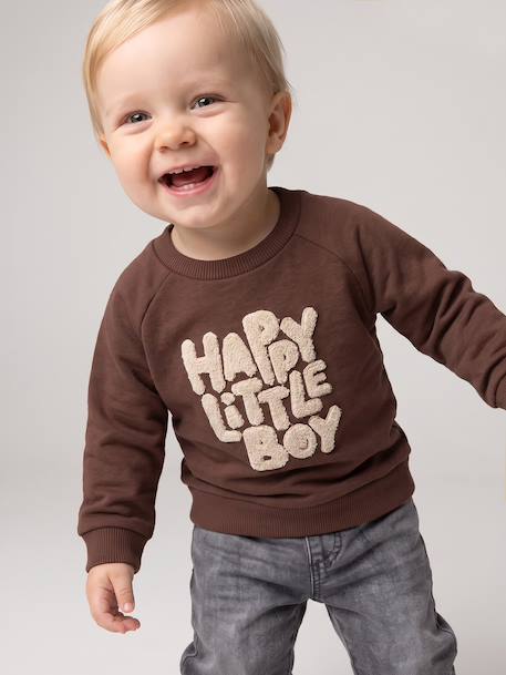 Sweater babyjongen met lange mouwen bruin - vertbaudet enfant 