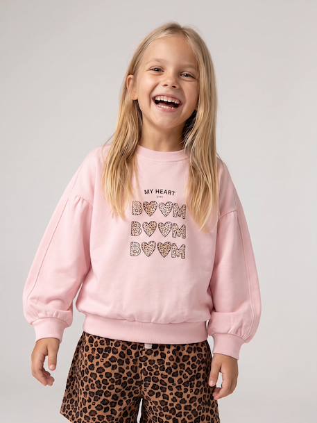 Sweat fille col rond mauve+rose pâle - vertbaudet enfant 