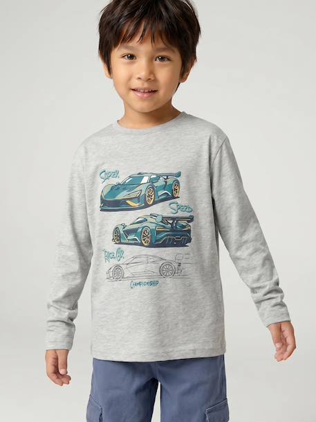 T-shirt motif ludique garçon écru+gris ardoise+gris chiné - vertbaudet enfant 