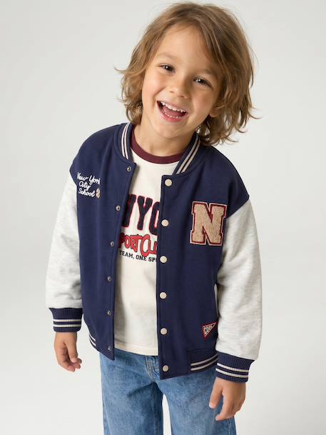 Teddy sweater jongen dennen+marineblauw - vertbaudet enfant 