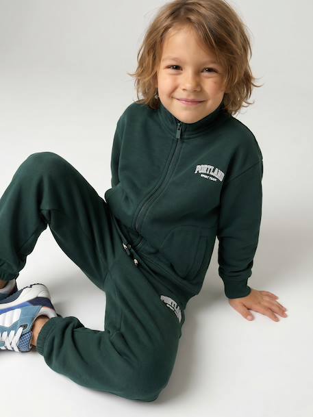 Sweat zippé garçon col camionneur marine+rouge+vert sapin - vertbaudet enfant 
