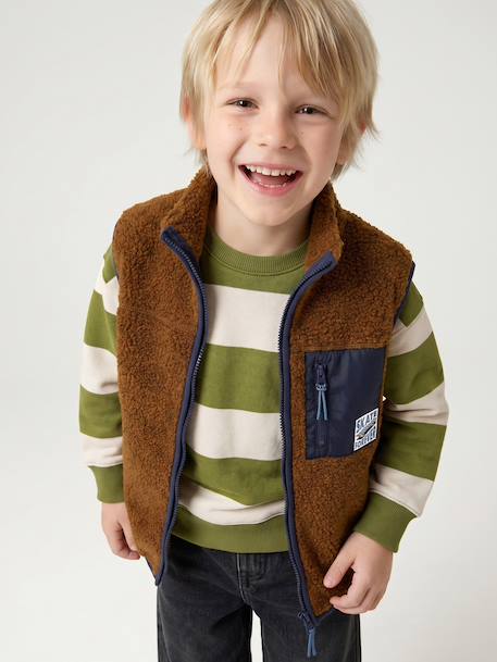 Sherpa bodywarmer jongen ecru+karamel - vertbaudet enfant 