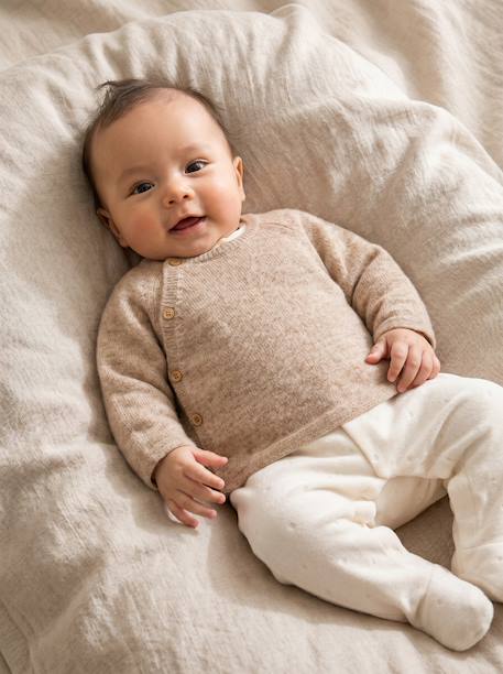 Ensemble naissance 3 pièces personnalisable beige chiné - vertbaudet enfant 