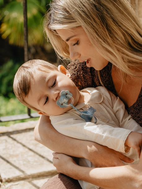 Symmetrische fopspeen SXPro 6-18 mnd petrolblauw+rozen - vertbaudet enfant 