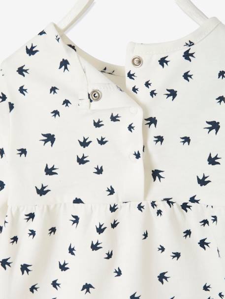 T-shirt met print babymeisje ivoor met print+marineblauw met vogelprint - vertbaudet enfant 