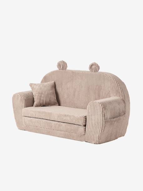 Canapé chauffeuse ours velours beige+rose - vertbaudet enfant 