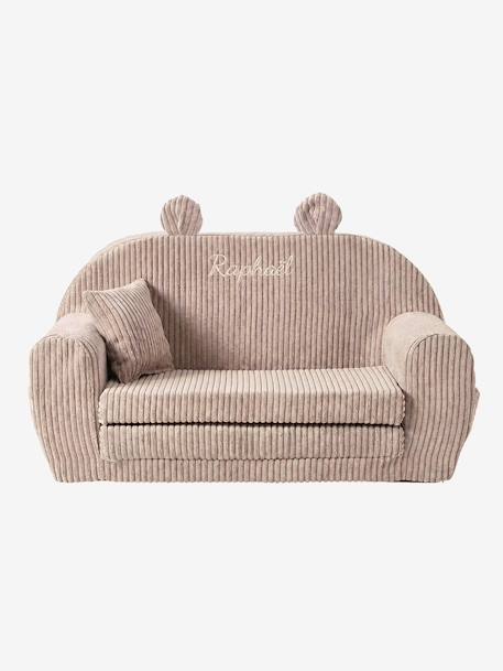 Canapé chauffeuse ours velours beige+rose - vertbaudet enfant 