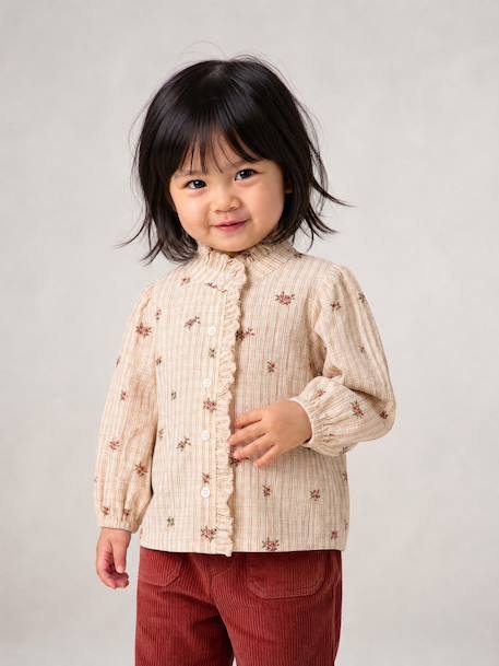 Babyblouse meisjes met lange mouwen ecru - vertbaudet enfant 