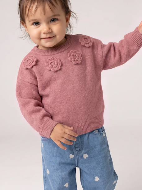 Pull bébé fille manches longues rose poudré - vertbaudet enfant 
