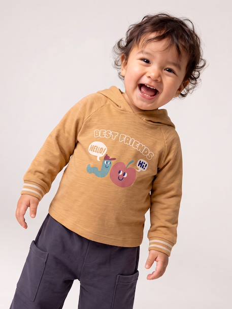 T-shirt met capuchon lange mouwen okergeel - vertbaudet enfant 