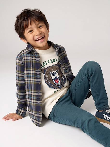 Chemise à carreaux en flanelle garçon bleu ardoise+bleu nuit+camel+carreaux marine+carreaux vert+vert anglais - vertbaudet enfant 