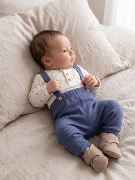 Babyset met body en broek middenblauw - vertbaudet enfant 