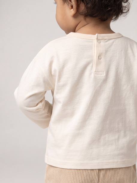 Babyshirt met lange mouwen en print ecru - vertbaudet enfant 