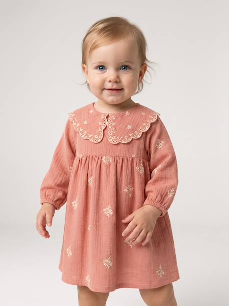 Robe bébé fille manches longues abricot - vertbaudet enfant 