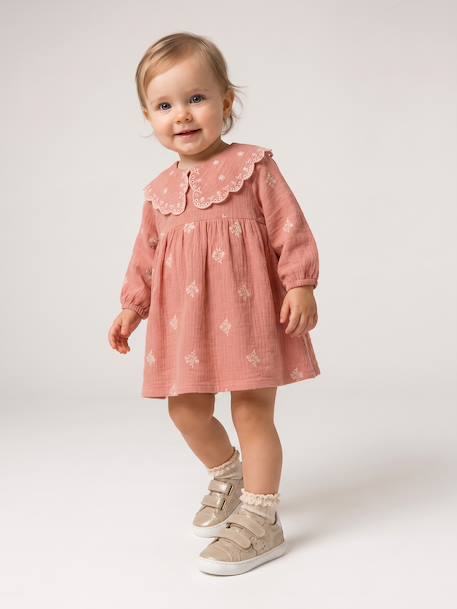 Robe bébé fille manches longues abricot - vertbaudet enfant 