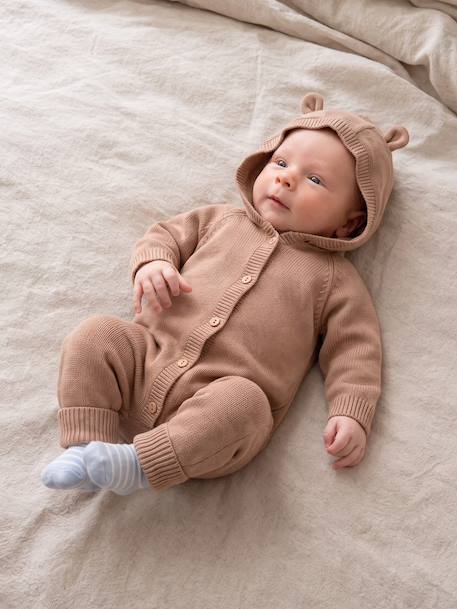 Babyjongens boxpak met capuchon en lange mouwen beige - vertbaudet enfant 