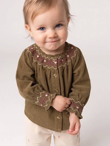 Blouse bébé fille manches longues olive - vertbaudet enfant 
