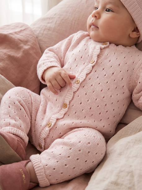 Ensemble combinaison et bonnet naissance fille rose pâle - vertbaudet enfant 