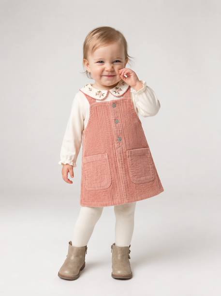 Ensemble robe t-shirt collants bébé fille blush - vertbaudet enfant 
