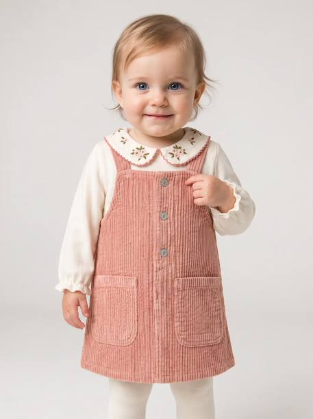 Ensemble robe t-shirt collants bébé fille blush - vertbaudet enfant 