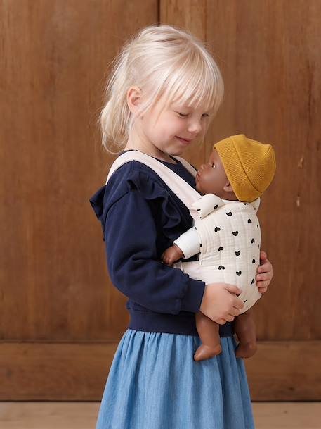 Katoenen gaasdrager voor baby's geel+roze, bedrukt+rozen+zwart - vertbaudet enfant 
