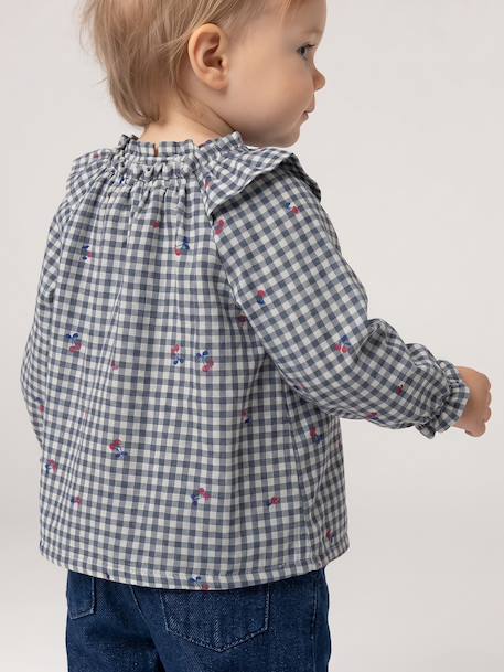 Blouse bébé fille vichy bleu grisé - vertbaudet enfant 