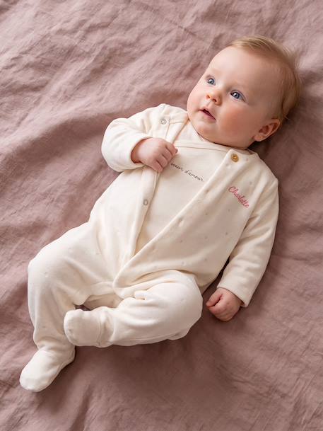Ensemble naissance 3 pièces personnalisable beige chiné - vertbaudet enfant 