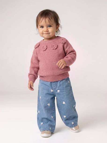 Pull bébé fille manches longues rose poudré - vertbaudet enfant 