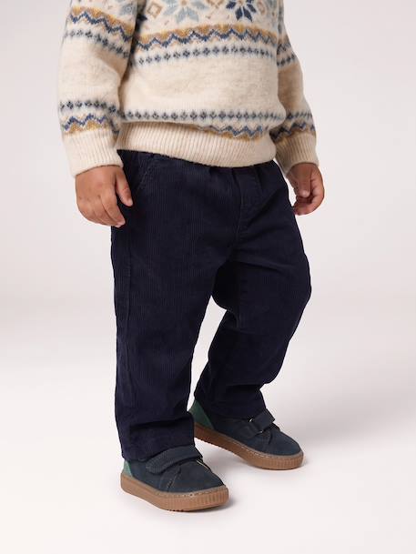 Babybroek jongen van ribfluweel kaki+marineblauw - vertbaudet enfant 