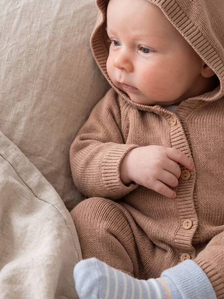 Babyjongens boxpak met capuchon en lange mouwen beige - vertbaudet enfant 
