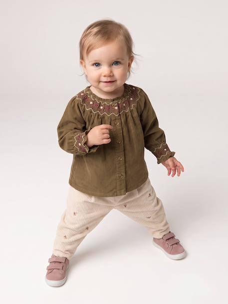 Babyblouse van corduroy olijf - vertbaudet enfant 
