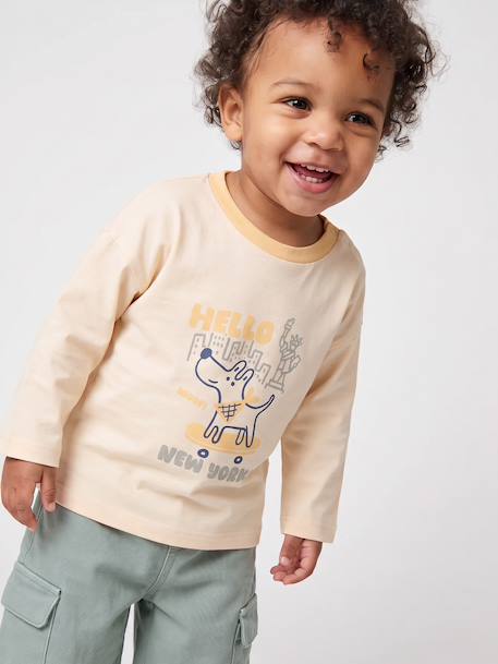 T-shirt manches longues bébé garçon vanille - vertbaudet enfant 