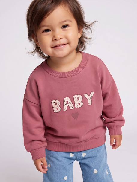 Sweat-shirt bébé fille message imprimé framboise+vanille - vertbaudet enfant 