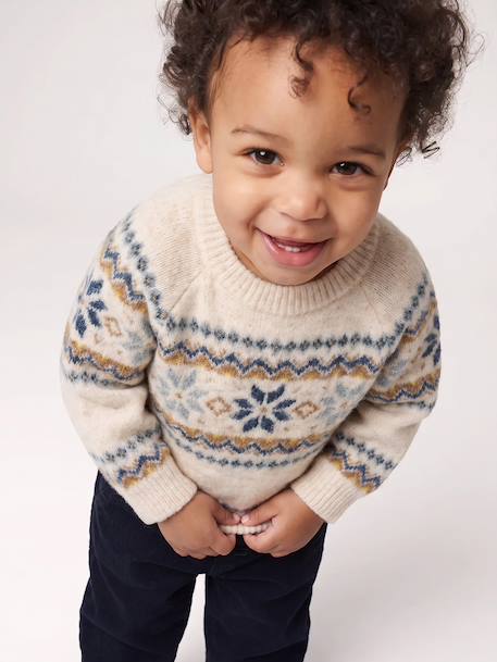 Jacquard babytrui jongen gemêleerd beige - vertbaudet enfant 