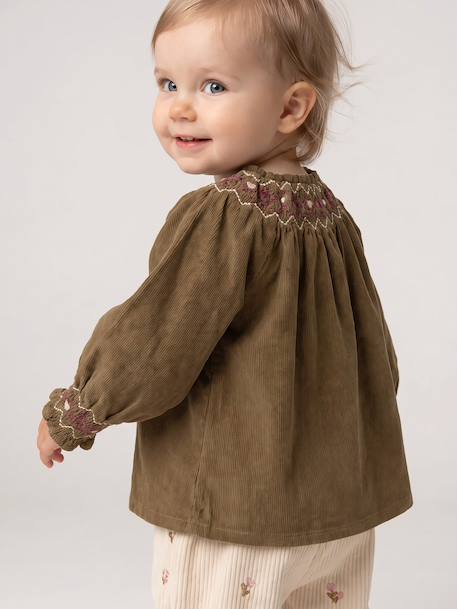 Babyblouse van corduroy olijf - vertbaudet enfant 