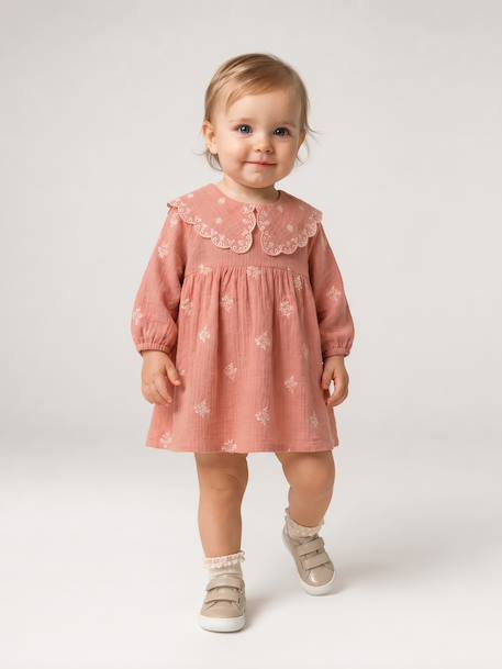 Robe bébé fille manches longues abricot - vertbaudet enfant 