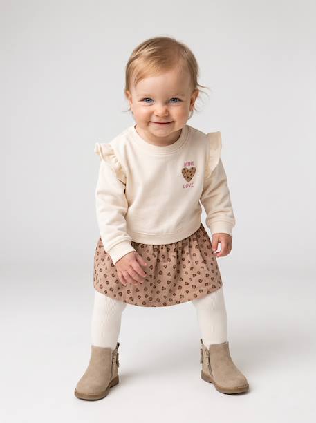 Robe bébé fille manches longues vanille - vertbaudet enfant 