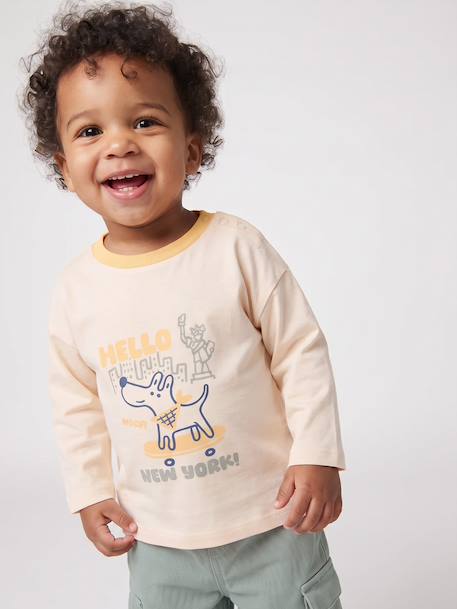 T-shirt manches longues bébé garçon vanille - vertbaudet enfant 