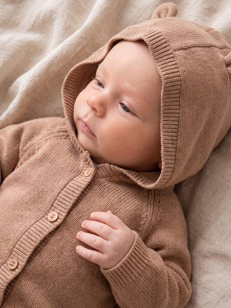 Babyjongens boxpak met capuchon en lange mouwen beige - vertbaudet enfant 