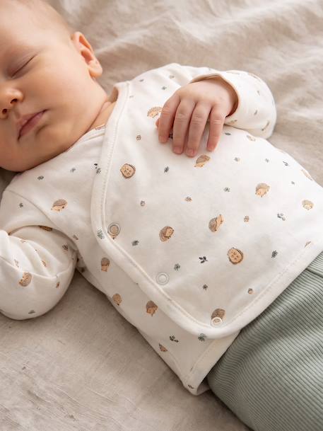 Brassière naissance manches longues cappuccino+écru+vert sauge - vertbaudet enfant 