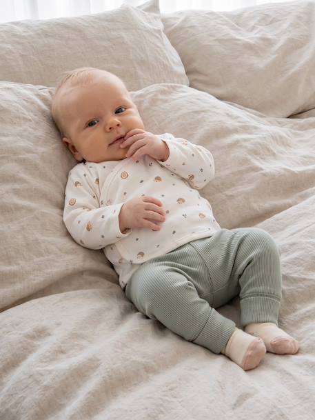 Brassière naissance manches longues cappuccino+écru+vert sauge - vertbaudet enfant 