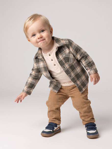 Pantalon bébé en velours côtelé bleu grisé+caramel+lichen+marron - vertbaudet enfant 