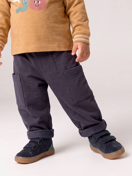Babybroekje met fleecevoering antraciet+olijf - vertbaudet enfant 