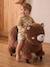 Porteur animal à roulettes en bois FSC® blanc+chocolat+marron+rose - vertbaudet enfant 