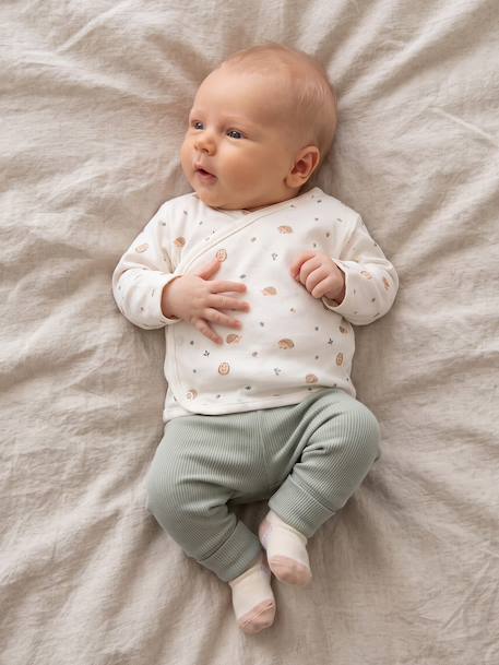 Brassière naissance manches longues cappuccino+écru+vert sauge - vertbaudet enfant 